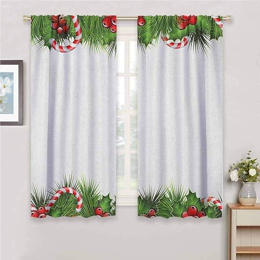 Amazon.com: Christmas Blackout Curtains and Drapes, Holly Sprigs with