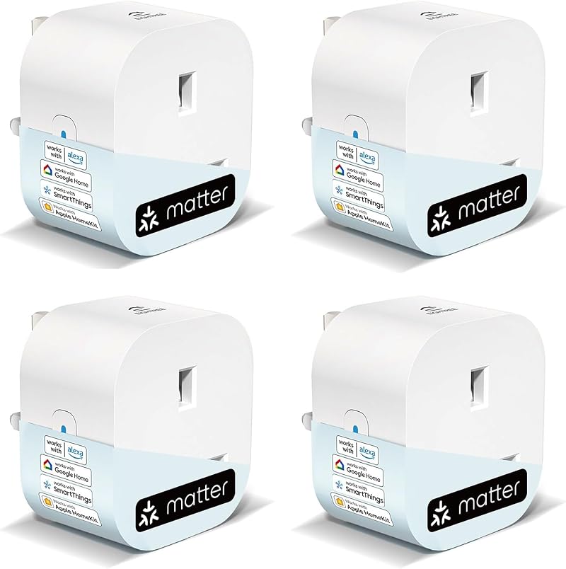 Eightree Matter Smart Plug with Energy Monitoring 13A 4 Pack 2.4GHz