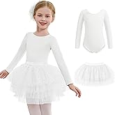 Zaclotre Toddler Girls Ballet Leotards with Tutu 4-Layers Tiered Long Sleeve Ballerina Dance Costumes