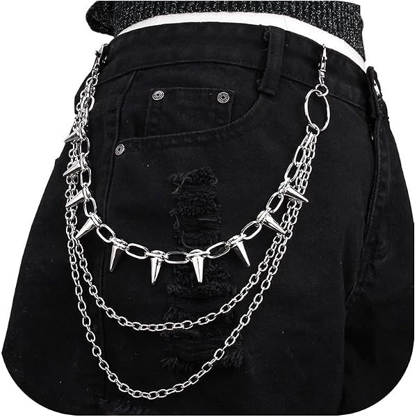 Chaîne De Pantalon Punk Gothique Avec Pendentif Fleur - Bijou Unisexe Pour Jeans, Ceinture, Portefeuille, Style Rock - 3