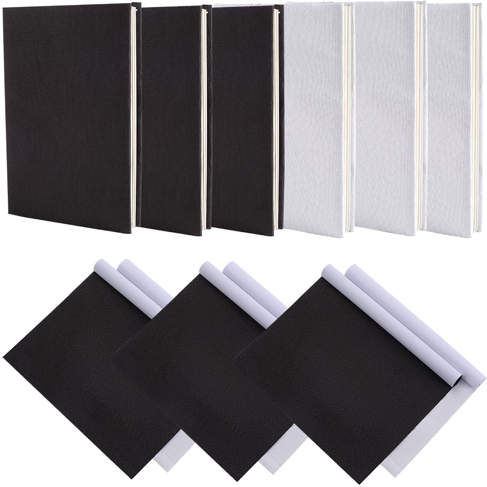 CRASPIRE 6Pcs 35x30cm Linen Book Cloth 2 Color for A5-A8 Books Binding Fabric Surface Paper Backed Bookcover Book Album Scrapbooking Archival DIY Covering Protector Bookcloth Bookbinding Supplies