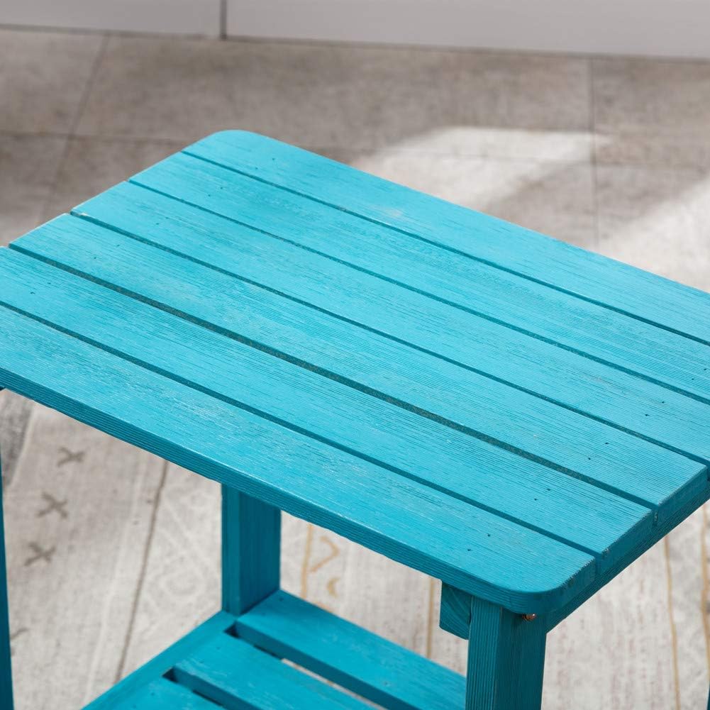 B&Z KD-50T Outdoor Porch Wooden Side Table Rectangular Rustic W/Storage Turquoise : Garden & Outdoor