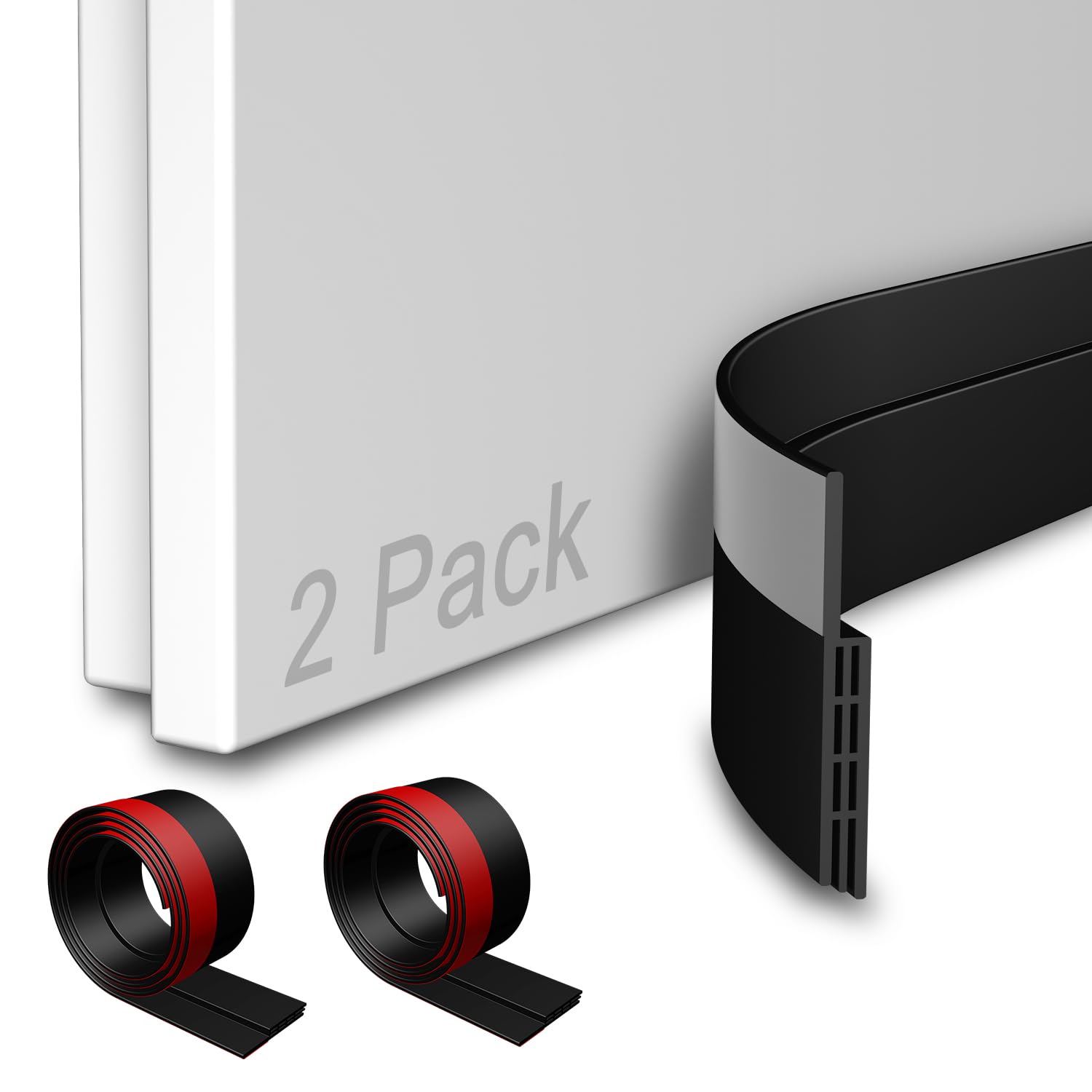 Photo 1 of 2 Packs Door Draft Stopper,Under Door Sweep for Bottom of Door,Weather Stripping Door Seal,Noise Stopper,Garage Window Blocker Noise Cold Air Insulation,Draft Guard (Black, 39.3" L)