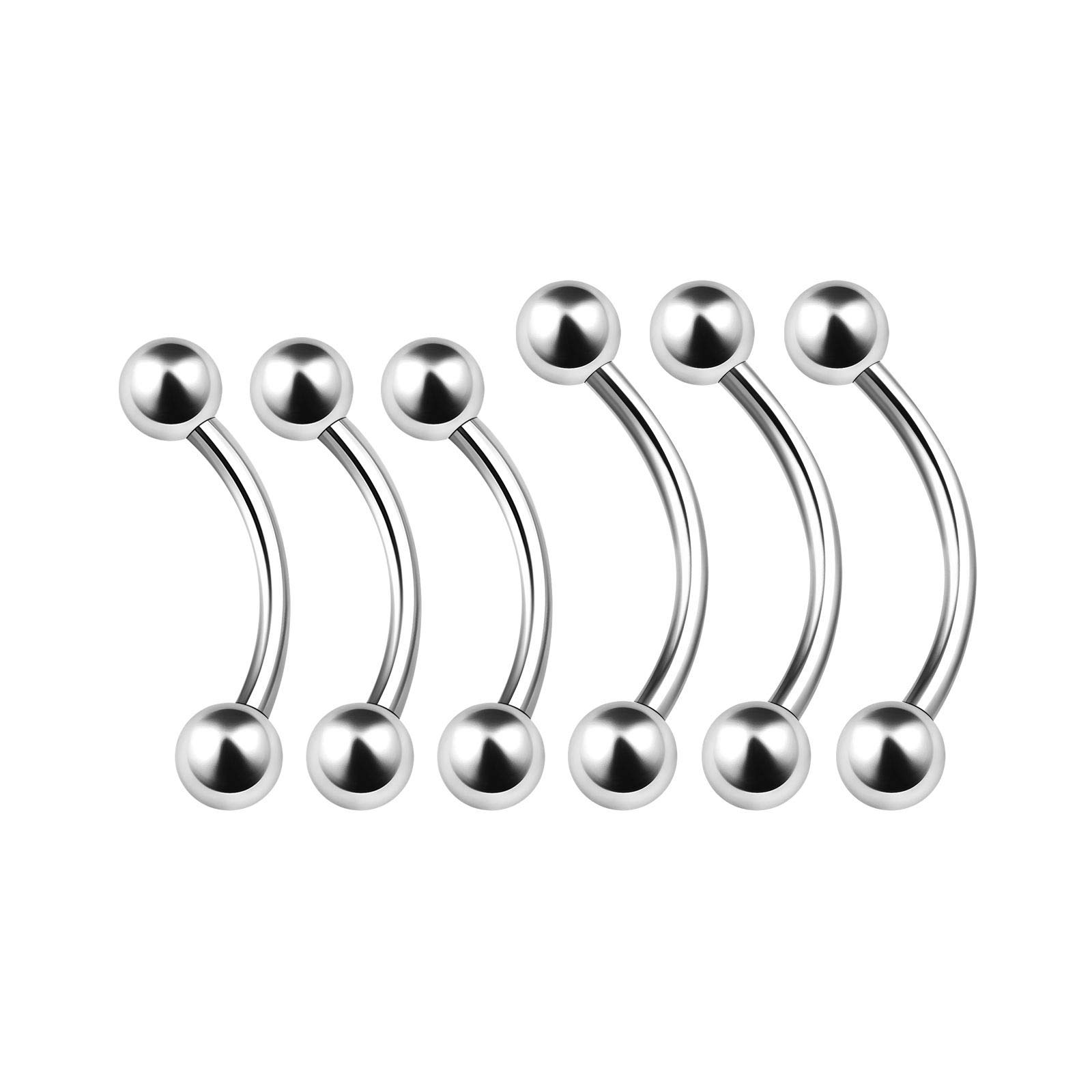 6PCS Stainless Steel Curved Barbell Ring 18g 8mm 10mm 3mm Ball Daith Lip Labret Helix Earrings Tragus Piercing Jewellery 4624
