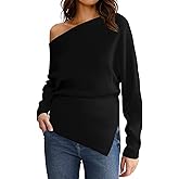 Saodimallsu Womens Off One Shoulder Sweaters Long Sleeve 2025 Casual Fall Pullover Knit Tops