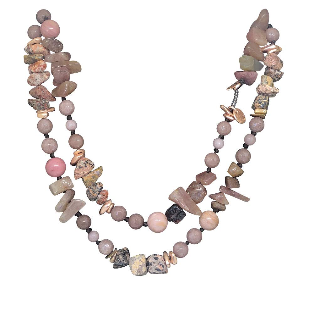 'Shanti by Mira' Gemstone Jap Mala 108 Beads + 1 - Handmade Spiritual Protection Worry Stones for Crystal Healing Reiki Therapy ('Spiritual Uplift' Rhodochrosite Multi Stone Mala)