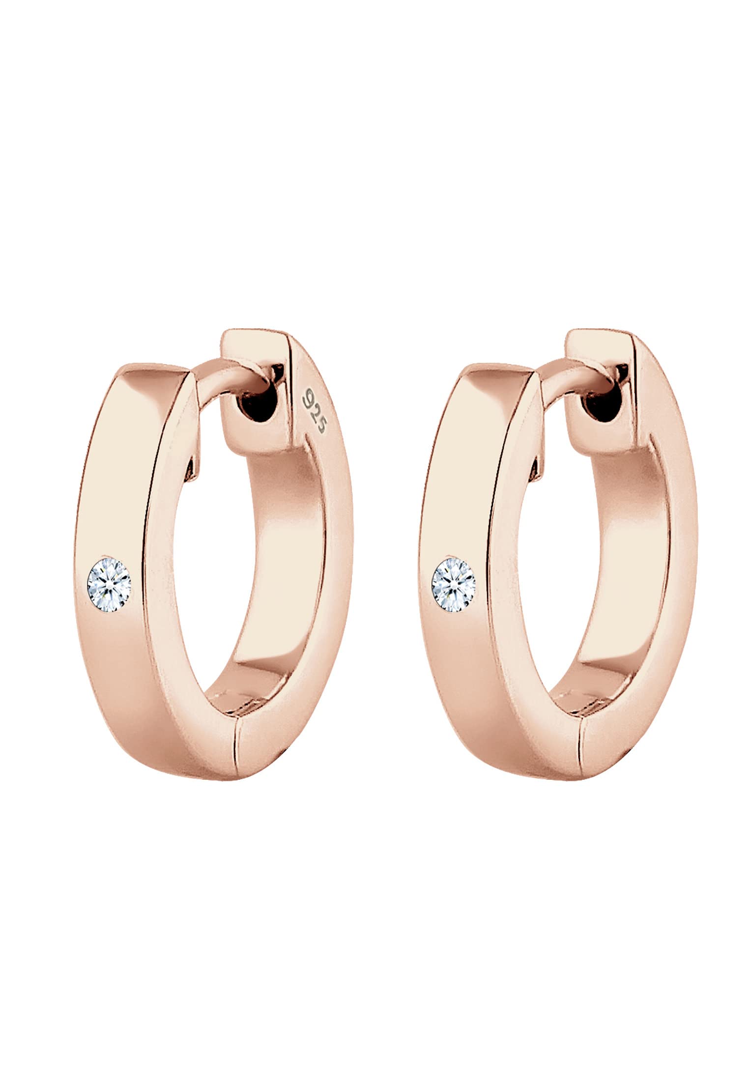 Elli DIAMONDS Earrings Women Creole Basic Diamond (0.03 ct.) in 925 Sterling Silver โ image 1