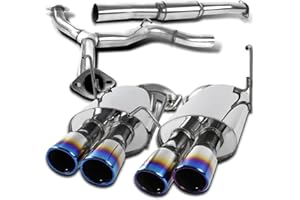 Spec-D Tuning S/S Quad Burnt Tip Catback Exhaust System Compatible with 2008-2014 Subaru Impreza WRX Sti Sedan