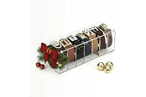 FEMELI Belt Organizer, Acrylic 7 Compartments Container Storage Holder, Clear Display Case for Closet Tie and Bow Tie