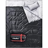 Ohuhu Double Sleeping Bag with 2 Pillows, Waterproof Lightweight 2 Person Adults Sleeping Bag for Camping, Backpacking, Hikin
