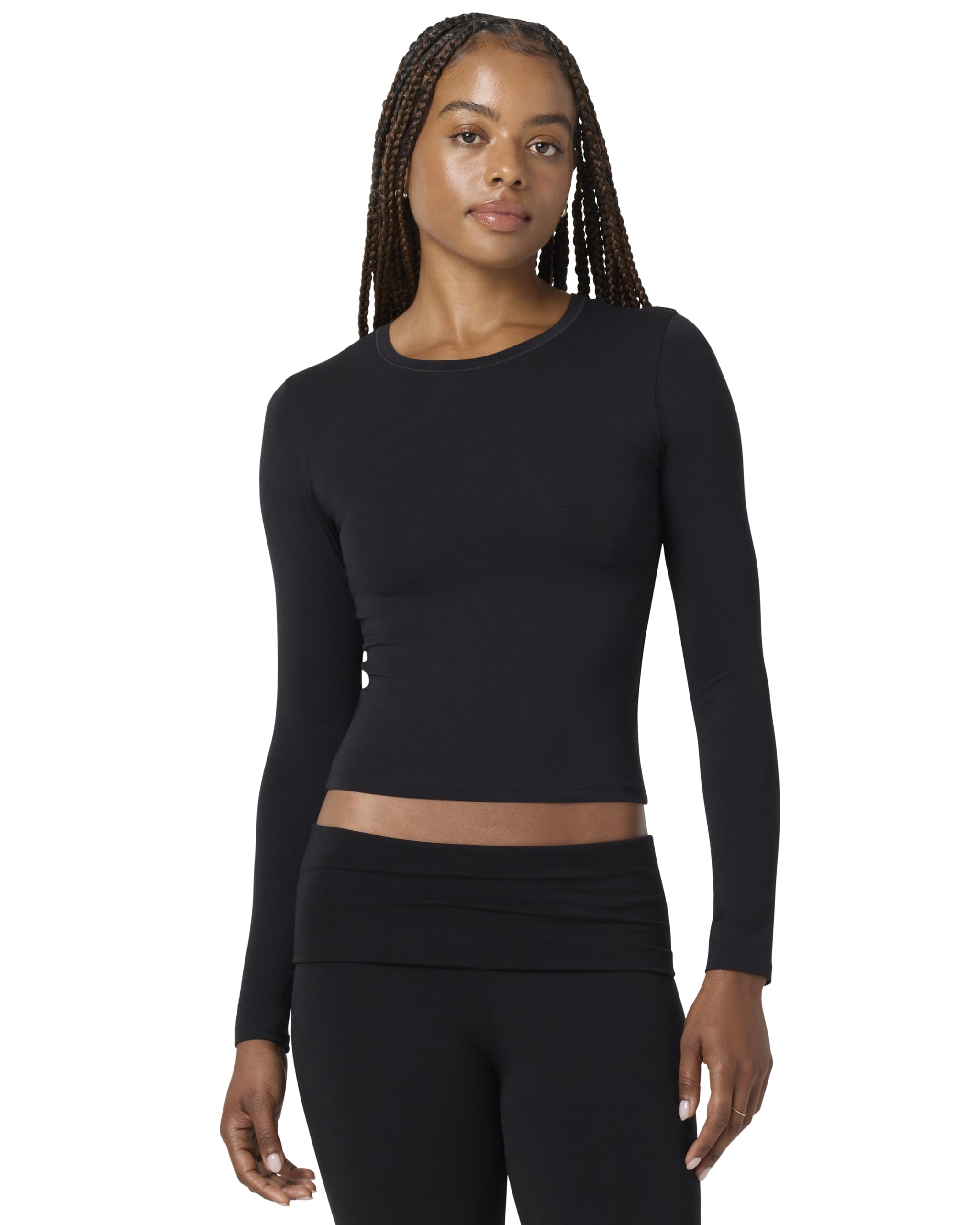 Photo 1 of florence by mills Women's Softie Cotton Crop Top, Black, Small