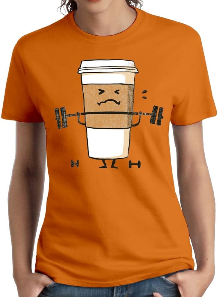 Wxf Womens Funny Strong Coffee Cup Fashion T-Shirt Orange