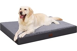 MIHIKK Waterproof Dog Bed Medium Size Dog Orthopedic Dog Beds for Crate with Removable Washable Cover Egg-Crate Foam Pet Pad Mat with Anti-Slip Bottom, 35x22 Inch, Grey