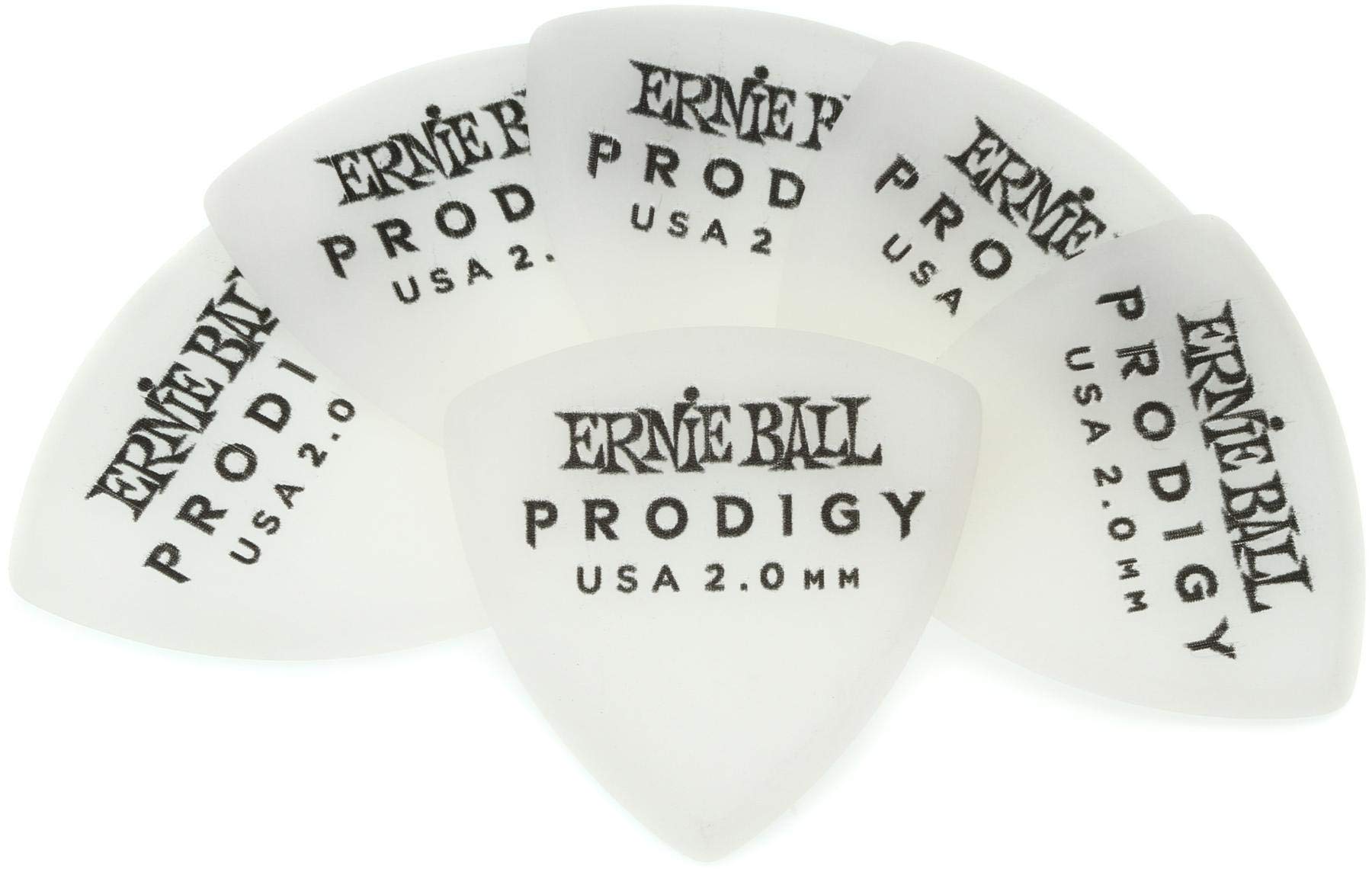 Ernie Ball 2.0 mm White Large Shield Prodigy Picks 6-pack