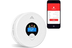 SOEWOLIT 1-Pack Smart Smoke and Carbon Monoxide Detector with App Notifications, Replaceable Battery, Wi-Fi Smoke and CO Detector Combo for Home and Office, Easy Setup