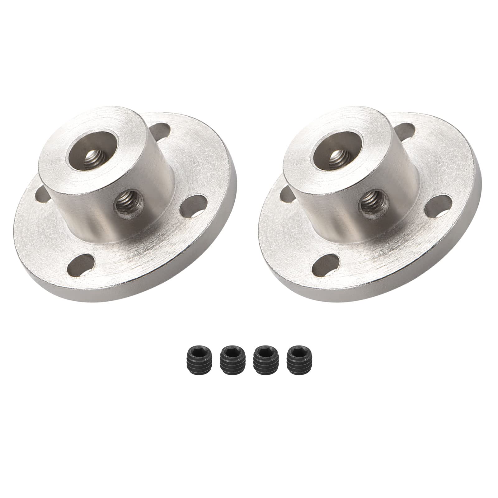 DMiotech 2 Pack 7mm Inner Dia H13xD16 Flange Coupling Connector Rigid Guide Shaft Support Coupler Shaft Coupling with Screws for DIY RC Model Motors Silver