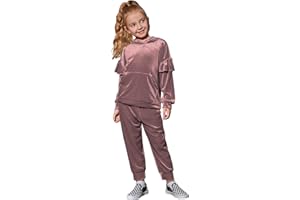 Mirawise Girls 2 Piece Sweatsuit Sweatpants Tracksuit Set Velour Long Sleeve Sweatshirt