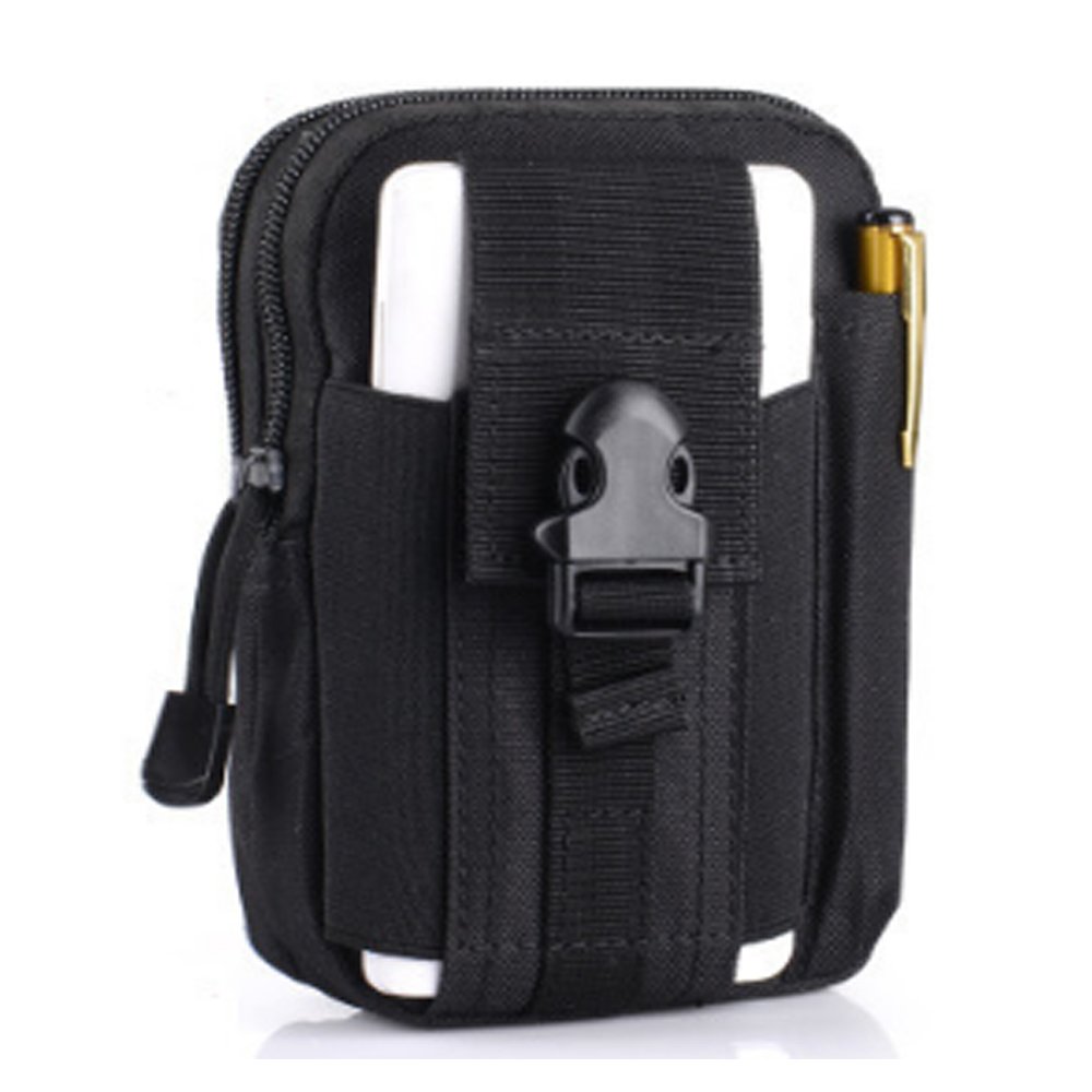 FiveloveTwo Small Hiking Waistpacks Multi-Purpose Poly Tool Holder EDC Pouch Waist Bag Military Nylon Utility Tactical Molle Pack Camping Pouch Black