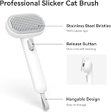 Aumuca Cat Dog Brush with Release Button Deshedding Tool for Long or Semi-Short view 2