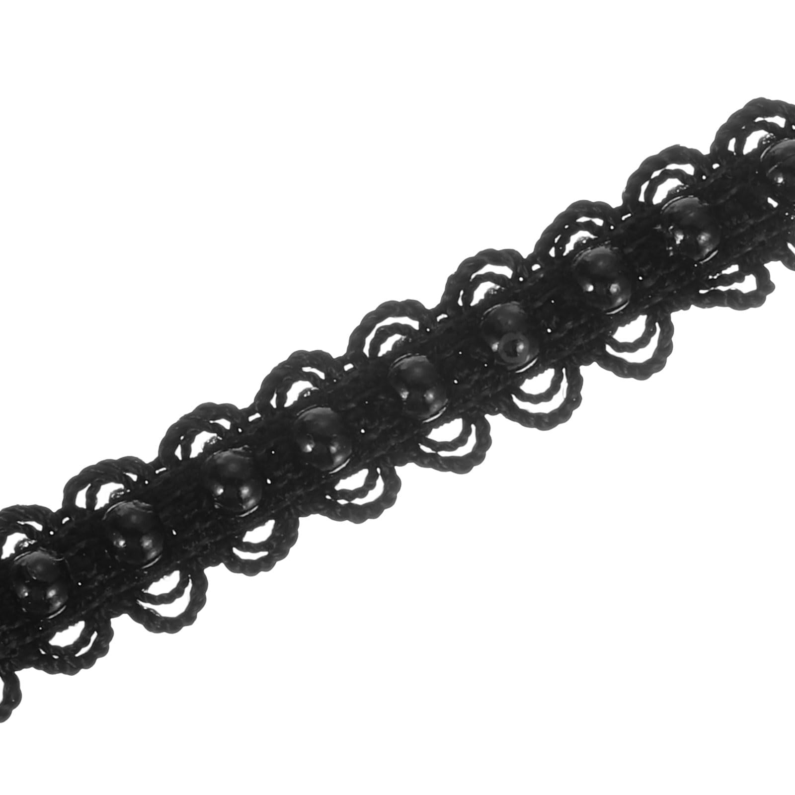 PATIKIL 5 Yard Faux Pearl Lace Ribbon, 0.43" Wide Pearl Fringe Applique Embroidered Pearl Bead Lace Trims for Wedding Party Home Decoration Sewing Craft Black