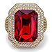 TOPGRILLZ 18K Hip Hop Men Gold Plated Zircon Iced out Cushion Ruby Punky Ring