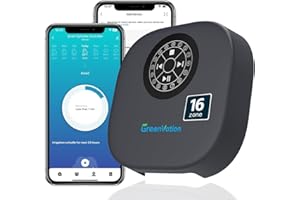 Smart Sprinkler Controller, 16-Zone/Station Irrigation System with APP Remote Control, GreenVation 2.4G/5GHz WiFi Water Timer for Outdoor Garden/Yard/Lawns (16 Zone)