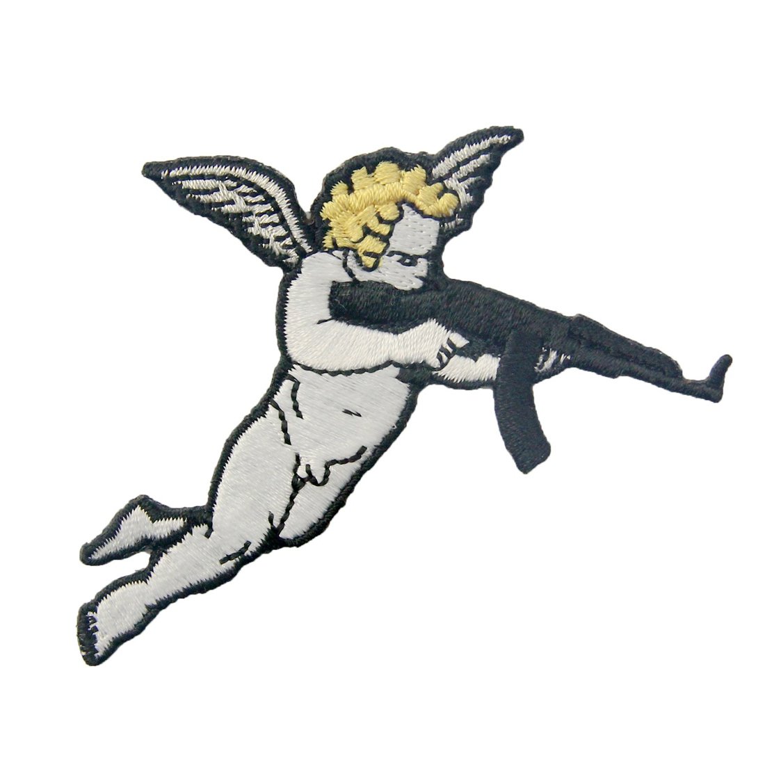 Cupid with Gun Patch Embroidered Applique Iron On Sew On Emblem
