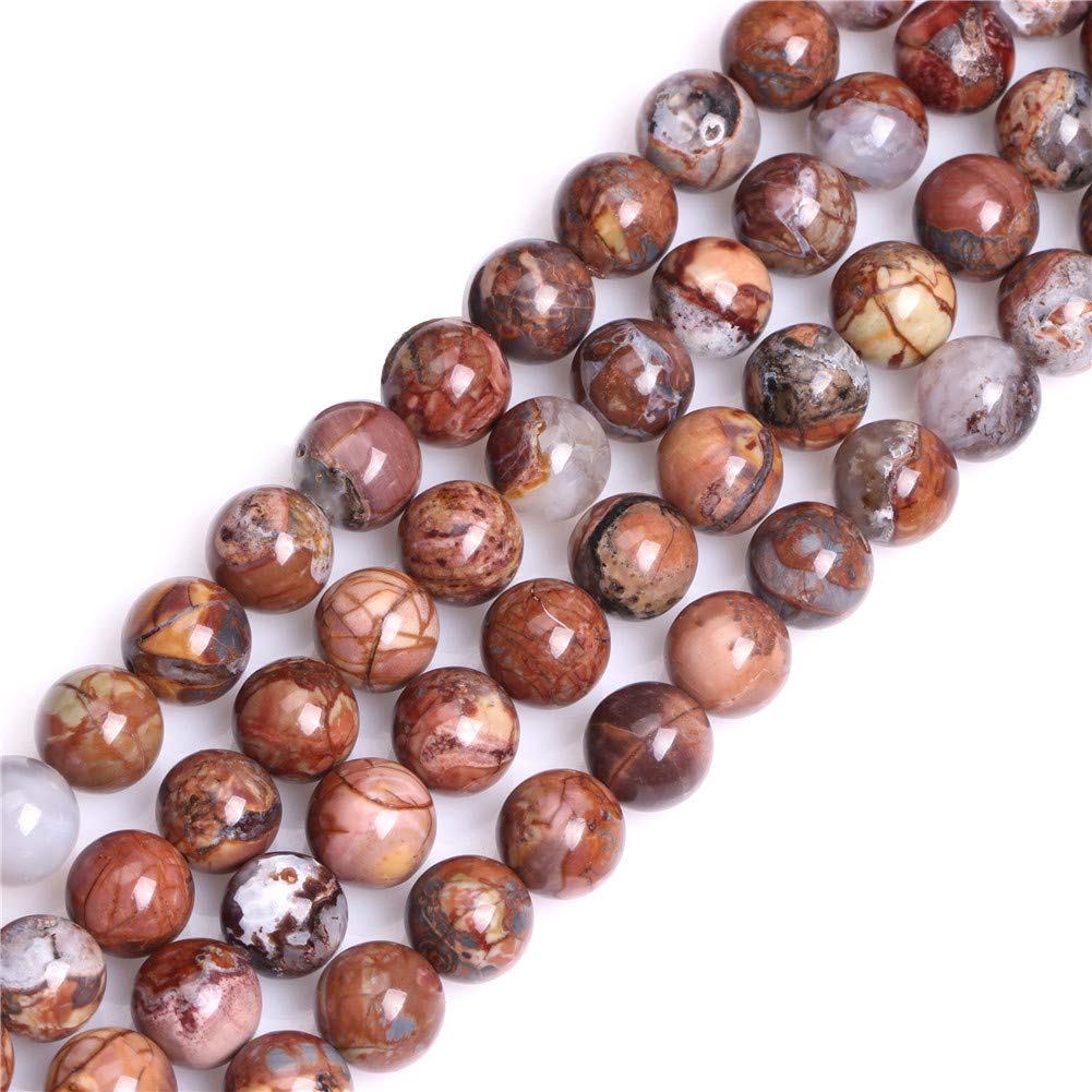 GEM-Inside Natural 10mm Red Venus Jasper Stone Round Gemstone Semi Precious Beads for Jewellery Making 15"