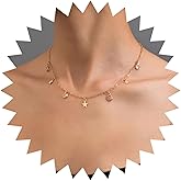 Andelaisi Boho Crystal Star Choker Necklace Gold Star Necklace Choker Vintage Star Dangle Necklace Sparkly Crystal Cz Dot Necklace Jewelry for Women