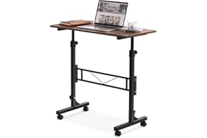Amztabler Small Standing Desk Adjustable Height, Mobile Stand Up Desk with Wheels, 32 Inch Portable Rolling Desks for Walking