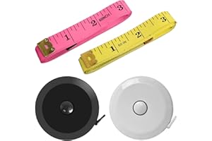 TESDLUY 4 Pack Tape Measure Retractable Measuring for Body Fabric Sewing Tailor Cloth Knitting Craft Measurements, 60-Inch Soft Measuring Tape Double Scales Rulers for Body Weight