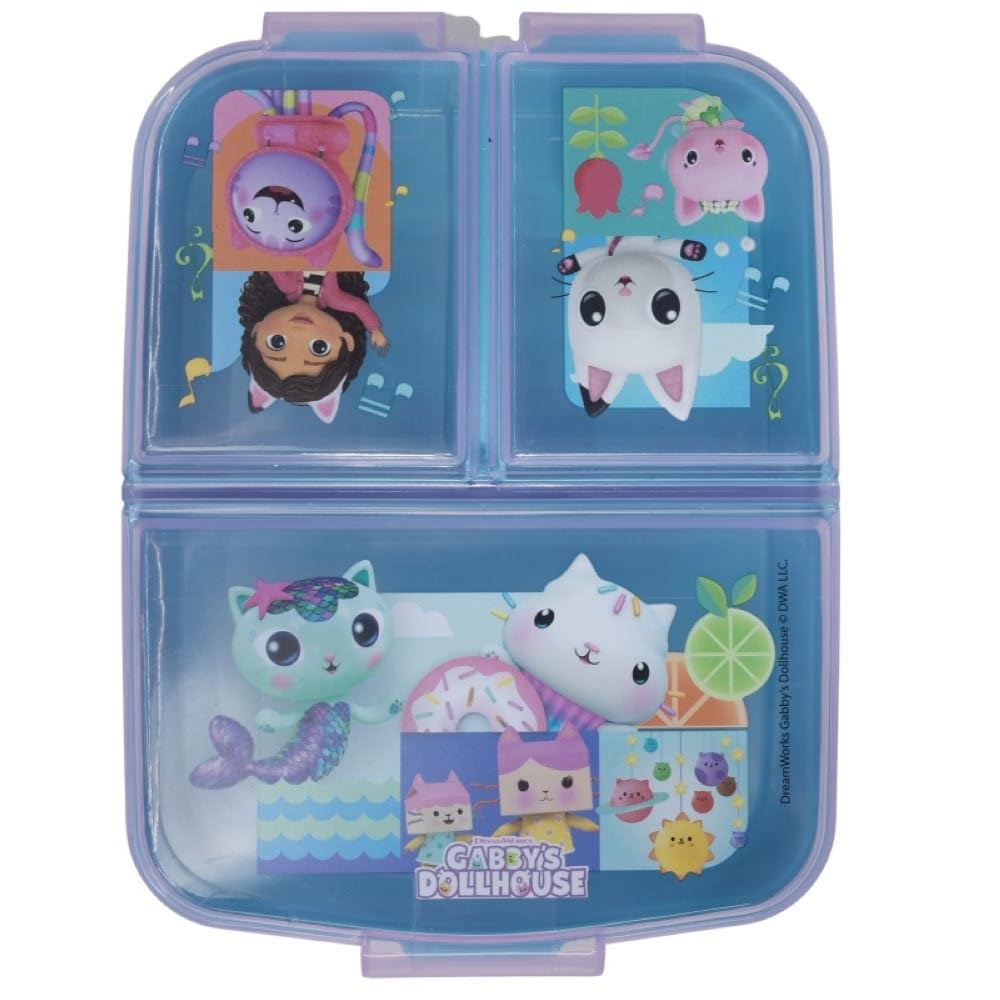 OM SUPPLIES Gabby's Reusable Sandwich Lunch Box 3 Multi Compartment Kids Children School (Gabby)