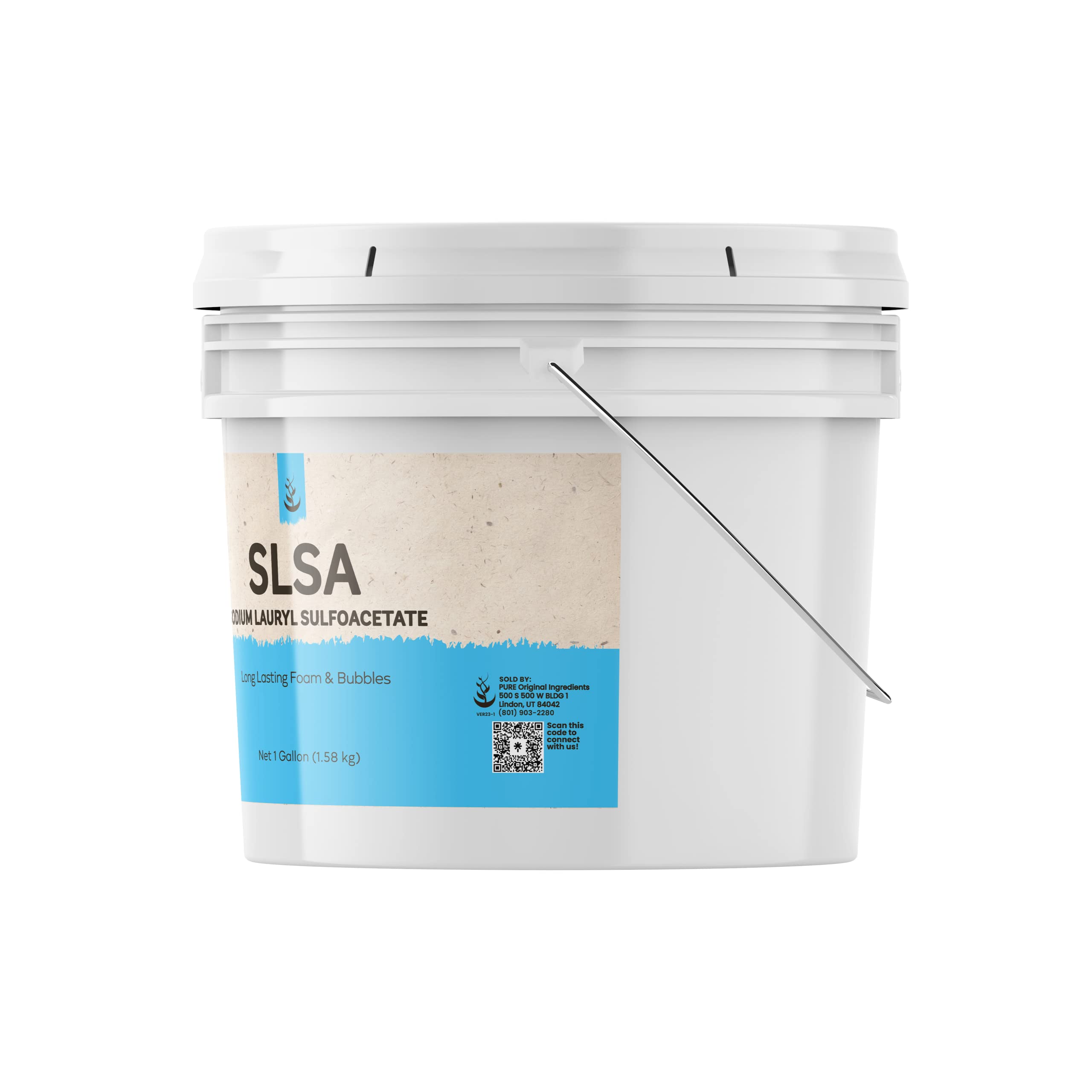 Pure Sodium Lauryl Sulfoacetate (SLSA) (1 Gallon) Long Lasting Foam & Bubbles, Gentle on Skin