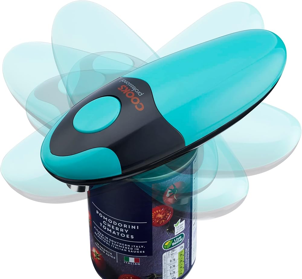 Cooks Professional Electric Can Opener One Touch Teal Black