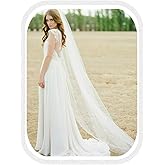 Unsutuo Wedding Veil Comb Bridal Cathedral Veil 1 Tier Drop Veil Wedding Hair Comb for Brides, 118 Inches