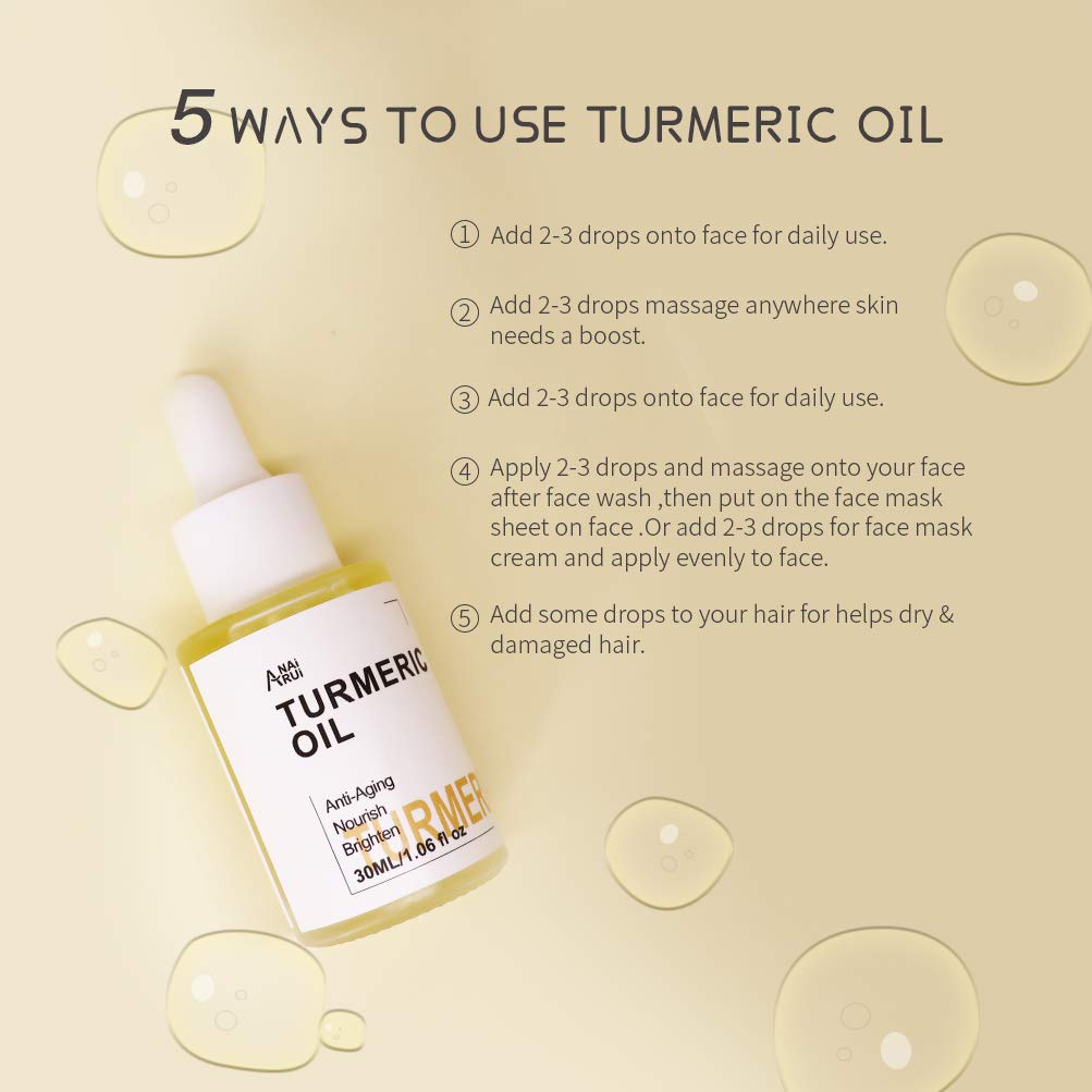 ANAIRUI Turmeric Facial Oil, Premium Anti-Aging Skin Oil, Face Moisturizer Oil, Radiant Glow Face Oil for All Skin Types, 1.06oz: Beauty