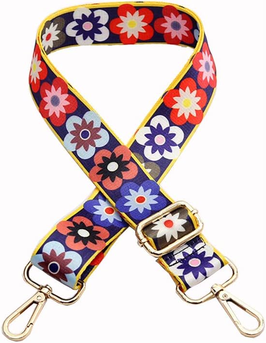 1.5" Wide 31"-55" Adjustable Length Handbag Purse Strap Guitar Style Multicolor Canvas Replacement Strap Crossbody Strap