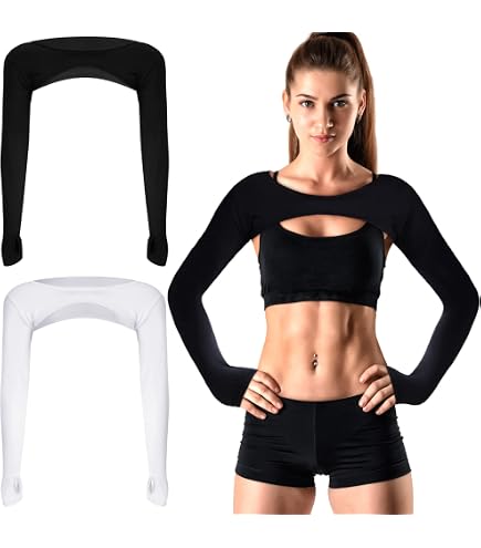 Women’s Long Sleeve Crop Top & Bolero Shrug – 2-Pack For Yoga, Workouts & Casual Wear