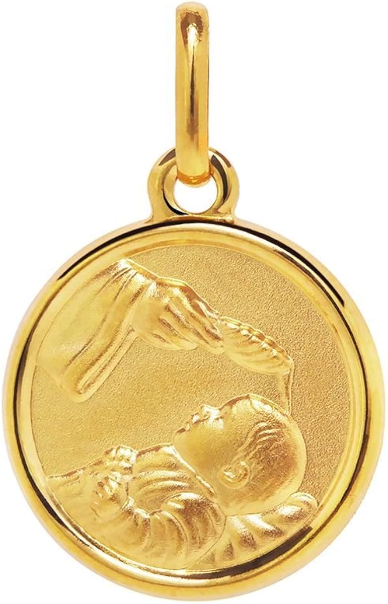 14K Yellow Gold Baptism/Christening Medal. Size 0.55in
