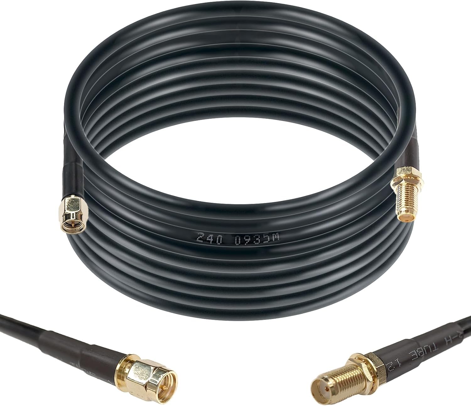 Maswell LMR240 Equivalent Coaxial Cable 5m 16.4ft, 50 Ohm Low Loss Extension Cable, SMA Male to Female for 5G 4G+ LTE WiFi Cellular GPS GNSS Router External Antenna Outdoor (Not for TV)