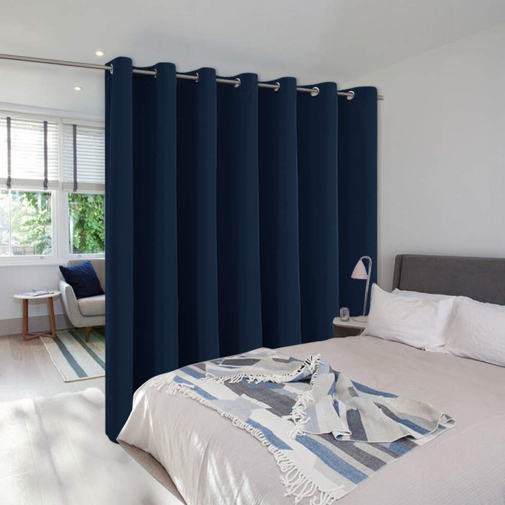 Photo 1 of NICETOWN Room Divider Heavy Curtain Screen Partitions, Privacy Vertical Blinds for Patio Sling Door, Blackout Window Curtain, Extra Wide Drapes for Bedroom (Navy, 1 PC, 12.5ft Wide by 8ft Long)
