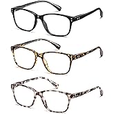 LKEYE Reading Glasses For Women Blue Light Blocking Square Computer Reader Stylish Unbreakable Large Eyewear LK6078