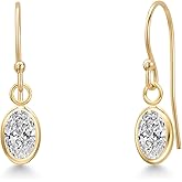 Gem Stone King 14K Yellow Gold Gemstone Birthstone French Wire Dangle Earrings for Women | Oval 6X4MM | Gold Jewelry for Her Mom Wife