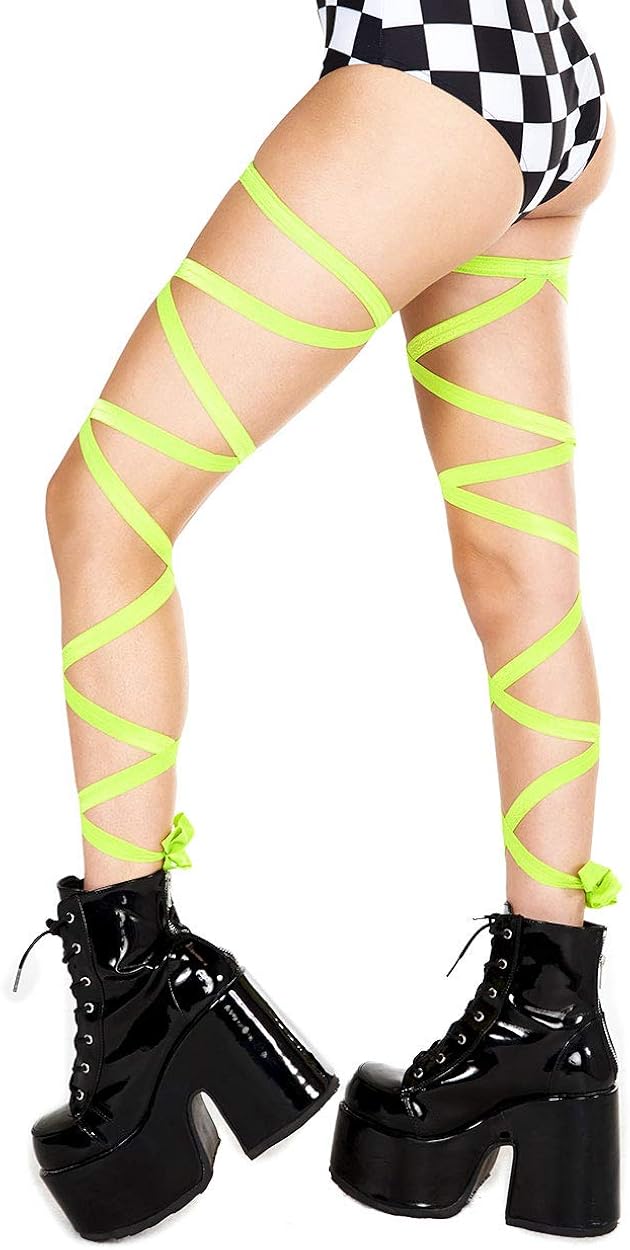 iHeartRaves Pair of Non-Slip Leg Wraps for Festivals, Costumes, Club(Black): Adult Exotic Hosiery: Clothing