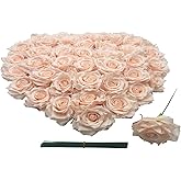 GrainBuds Fake Flower Heads for Craft,3.8" Artificial Flowers,36 Pcs Silk Rose Heads Bulk, Satin Rose Heads for DIY Flower Well. Crafts Bouquets (Skin Pink, 3.8)
