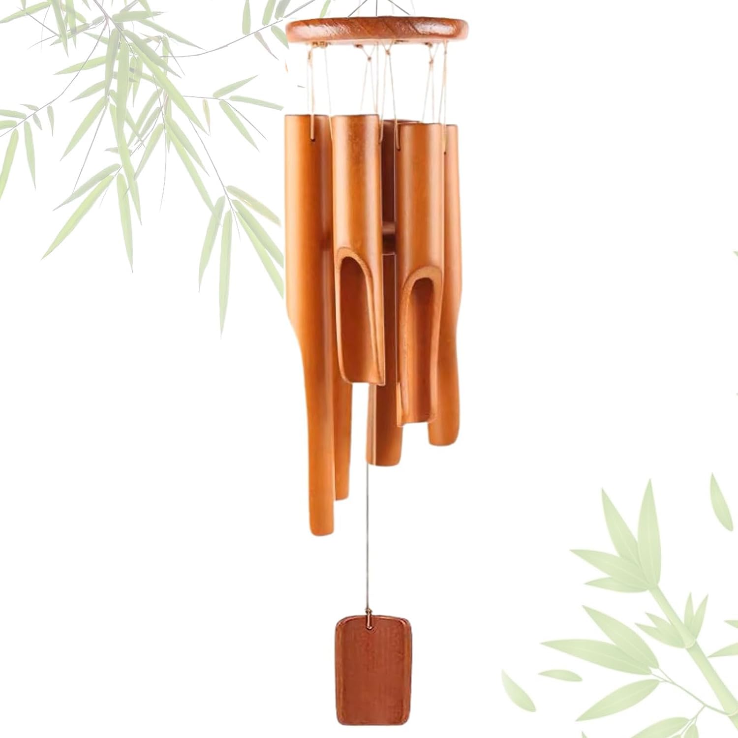 DONGDA Bamboo Wind Chimes, 6 Tubes Wooden Wind Chimes Outdoor & Indoor, 75cm, Perfect for Garden Yard Patio - Memorial Gifts, Brown