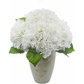 Moderspace 4PCS Artificial Hydrangea Flowers, Real Touch Faux Latex Hydrangeas, Lifelike Fake Blooms for Wedding, Home Decor, Party Arrangements (White)