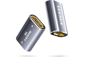 LEENUE HDMI Coupler 8K Female to Female Connector, HDMI 2.1 Aluminum Adapter, Supports 8K@60Hz / 4K@120Hz for HDTV, Roku Stick, Monitor, Projector, Gaming Console, 2 Pack