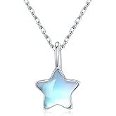 CUOKA MIRACLE Moonstone Necklace for Women 925 Sterling Silver Minimalist Pendant Necklace Jewelry Gifts for Mom Birthday Mother's Day Anniversary Christmas