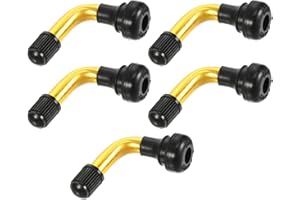 Partuto 5 Pcs Universal PVR50 Tubeless Tire Valve Stem - Cars RV Bicycles Motorcycles Trailers Tubeless Tire Valve - Stainless Steel Gold Tone